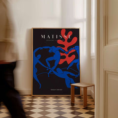 Matisse Art Prints - Dance Blue Figures Poster displayed in a modern interior setting.