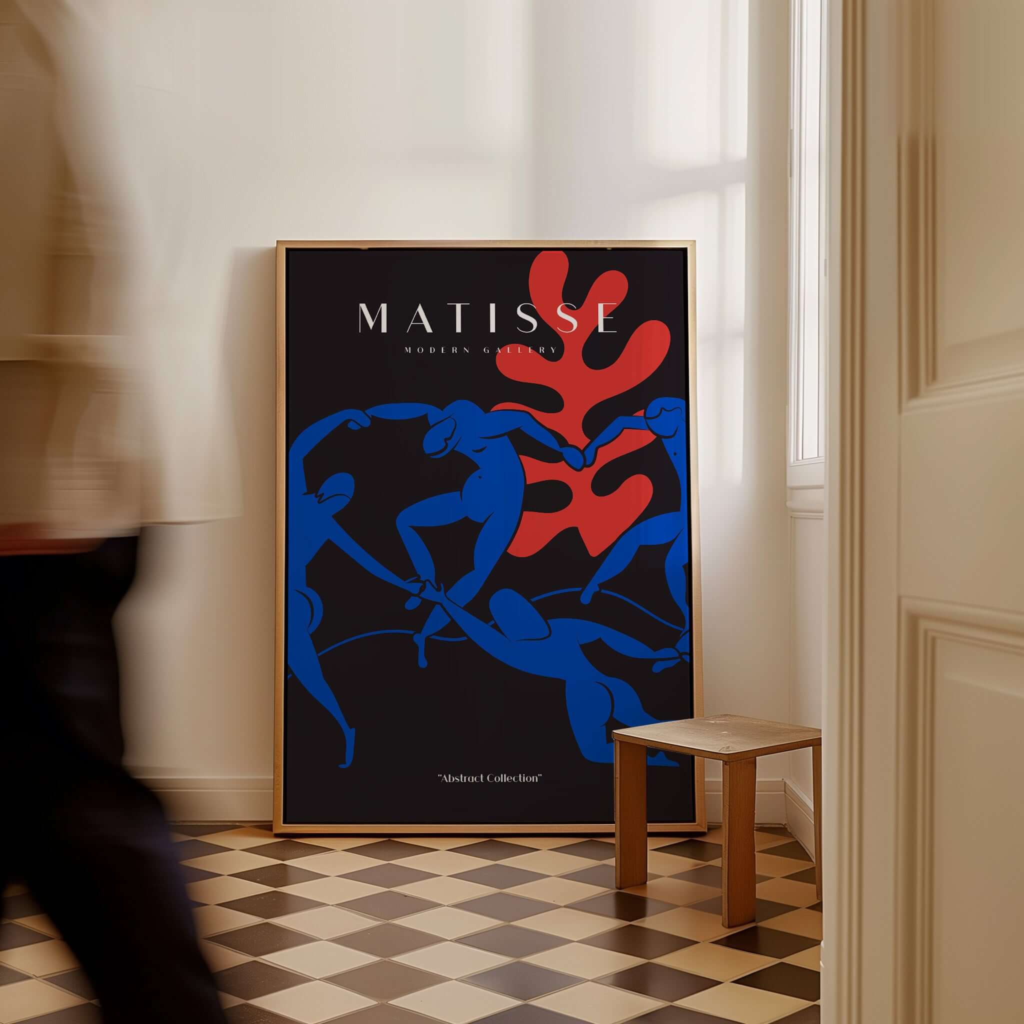 Matisse Art Prints - Dance Blue Figures Poster displayed in a modern interior setting.