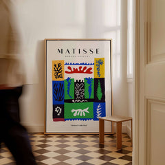 Matisse Art Prints -  Complex Abstract Botanical Patchwork Poster displayed in a stylish interior setting.