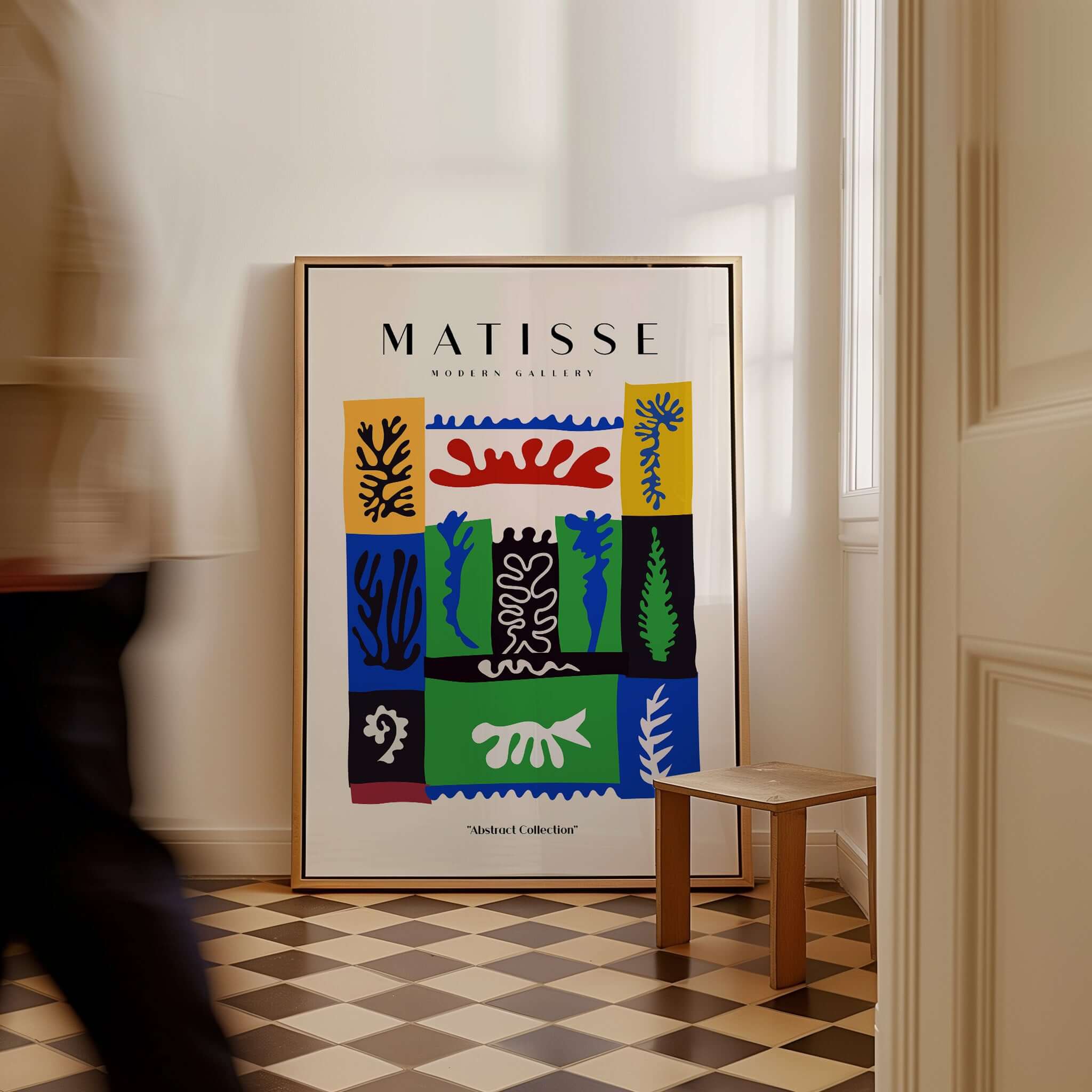 Matisse Art Prints -  Complex Abstract Botanical Patchwork Poster displayed in a stylish interior setting.