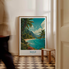Maui Hawaii Poster | Exotic Island Paradise Shoreline Canvas Print featuring lush tropical scenery and vibrant colors.