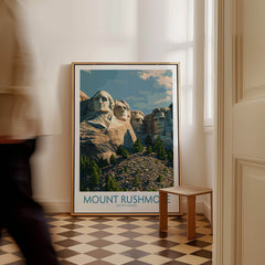 Mount Rushmore Poster | Black Hills National Memorial Canvas Print displayed in a stylish indoor setting.