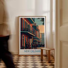 New Orleans Canvas Print | Musical Heritage Cityscape Poster displayed in a bright indoor setting.