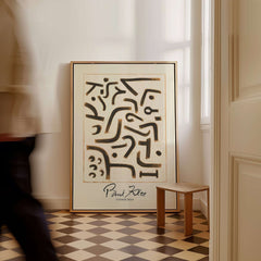 Paul Klee Growth Stirs Abstract Art Print Modern Poster Wall Decor displayed in a stylish interior with a checkered floor.