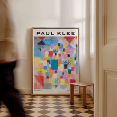 Paul Klee Southern Gardens Abstract Landscape Colorful Poster Art Print displayed in a stylish interior setting.