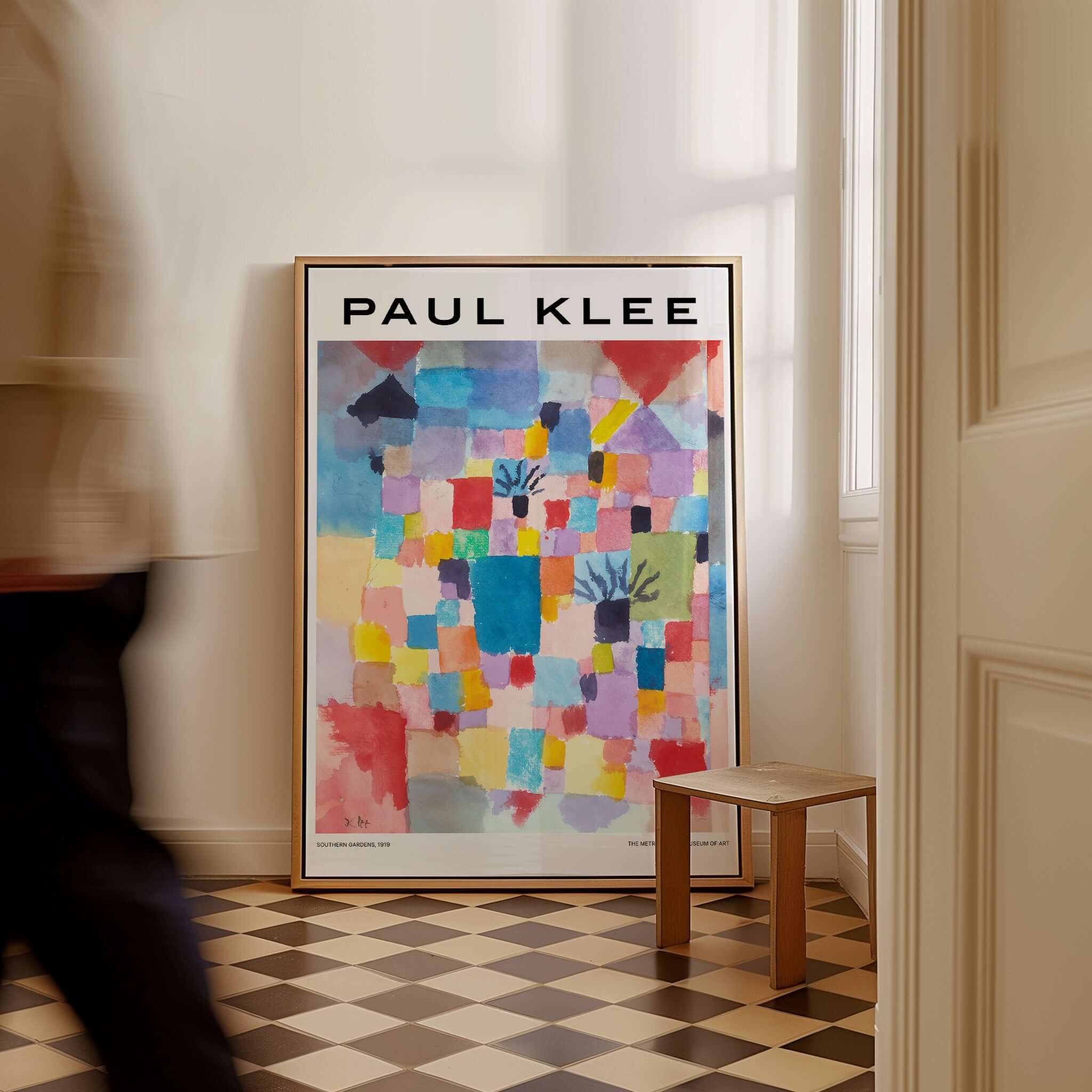 Paul Klee Southern Gardens Abstract Landscape Colorful Poster Art Print displayed in a stylish interior setting.