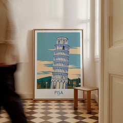 Pisa Wall Art Print | Italy Travel Poster featuring the leaning tower in a stylish interior setting.