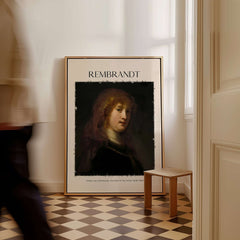 Rembrandt Saskia van Uylenburgh Portrait Print Wife Artist Dutch Poster Wall Art displayed in a stylish interior.