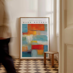 Rothko Canvas Color Abstraction Painting | Modern Abstract Wall Art displayed in a stylish interior with checkered flooring.