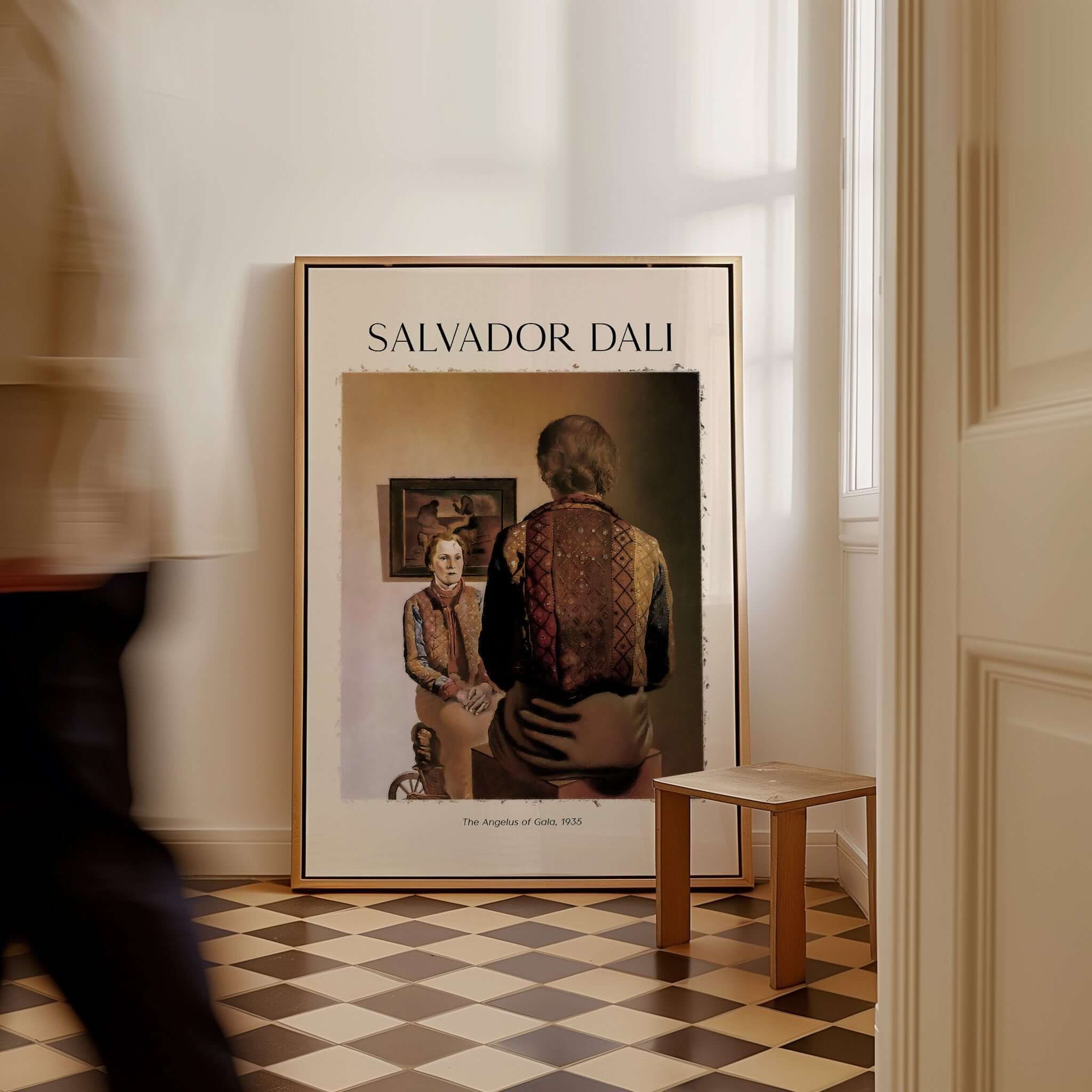 Salvador Dali The Angelus of Gala 1935 Surrealism Double Image Art Print Poster displayed in a stylish interior.