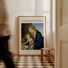 Botticelli Madonna of the Book Art Print Virgin Mary Child Religious Poster Wall Art featuring a serene scene.