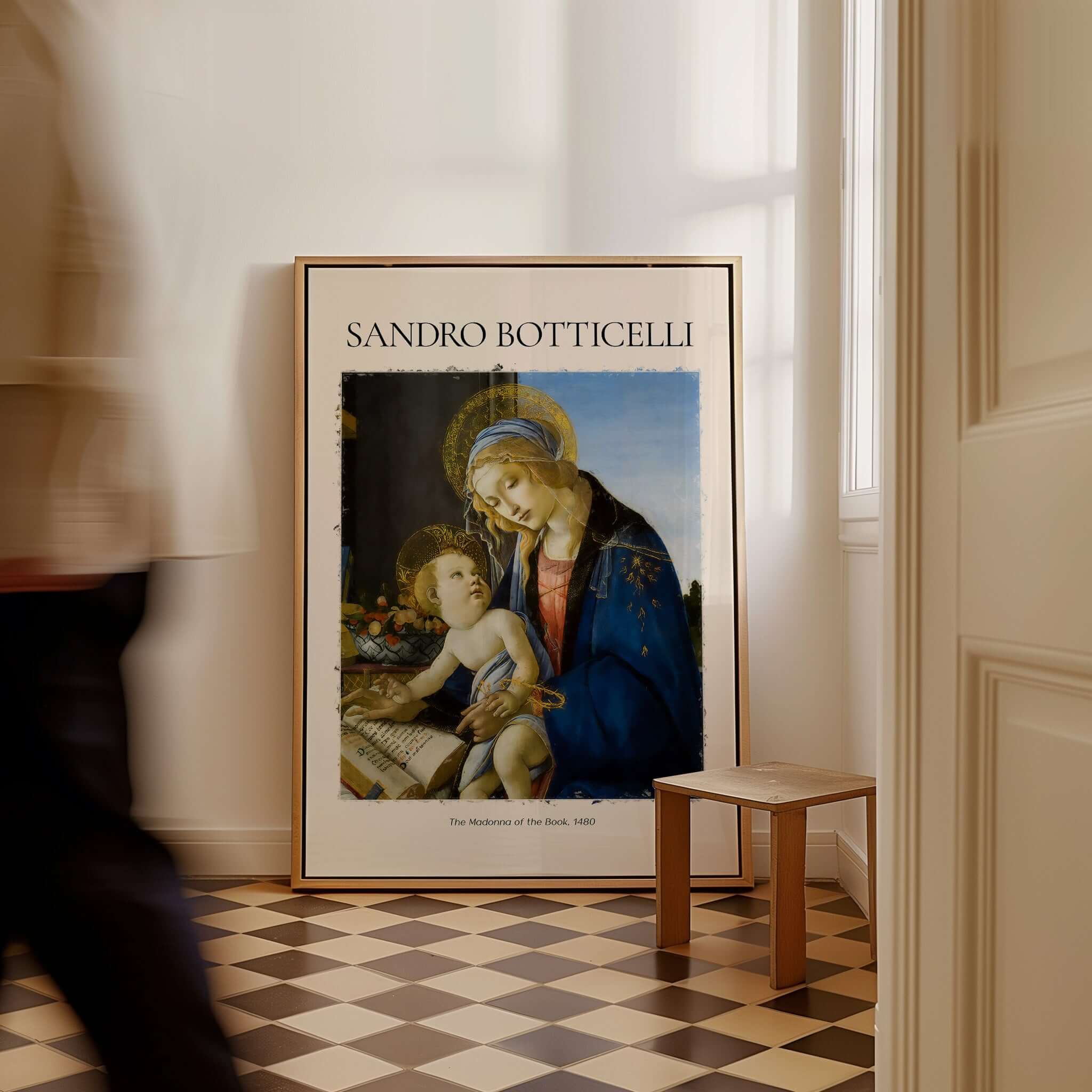 Botticelli Madonna of the Book Art Print Virgin Mary Child Religious Poster Wall Art featuring a serene scene.