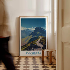 Scafell Pike Lake District Poster | Hiking Trail Landscape Canvas Print showcased in a stylish interior setting.