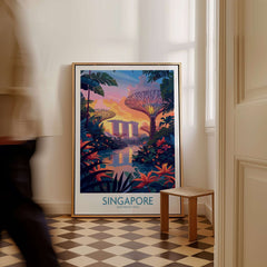 Singapore Wall Art showcasing vibrant colors and iconic landmarks of Singapore in a stylish interior setting.