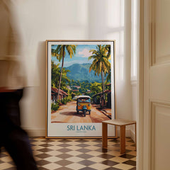 Sri Lanka Wall Art featuring a Tuk-Tuk showcasing vibrant culture and scenic landscapes.