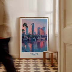 Tampa Florida Canvas Print | Sunset Bay & Sailboat Landscape Poster in a stylish interior setting.
