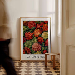 William Morris Prints - Abundant Floral Bloom Art Print - Colourful Botanical Poster displayed in a stylish interior.