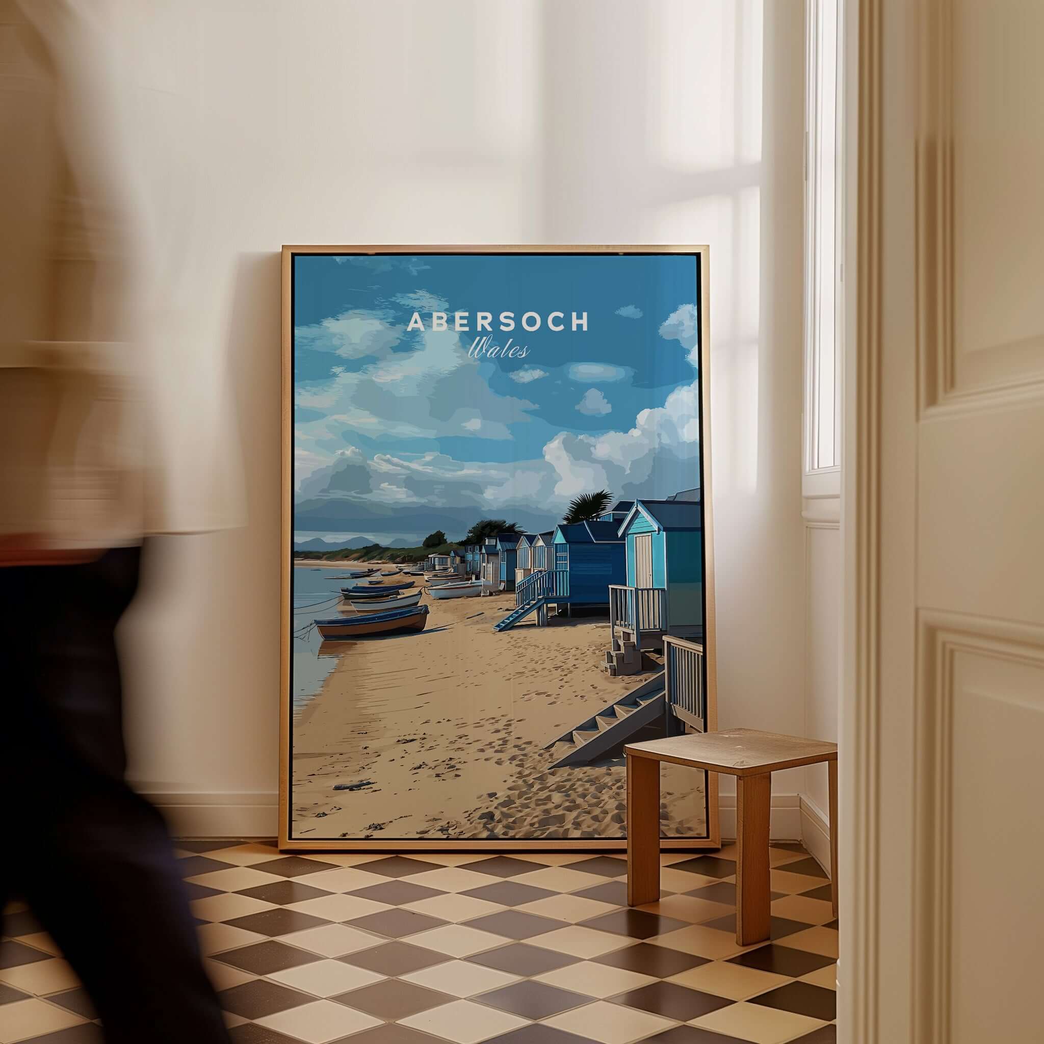 Abersoch Welsh Seaside Village Scene Print | Llyn Peninsula Home Art displayed in a stylish interior setting