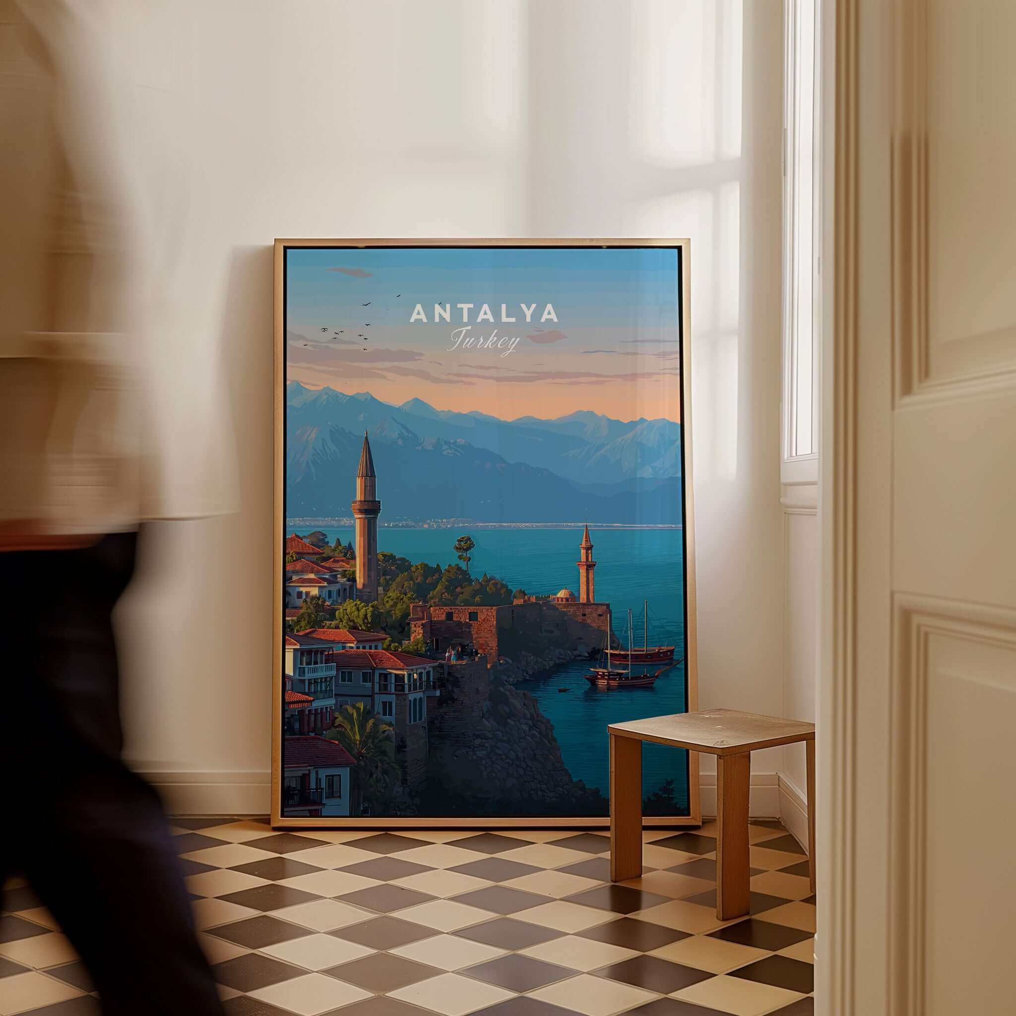 Antalya Canvas Print | Turkish Architecture Wall Decor showcasing Antalya's historic landmarks and breathtaking coastal view.