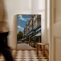 Harrogate Street View Print | Yorkshire Home Decor showcasing vibrant streetscape and elegant architecture.