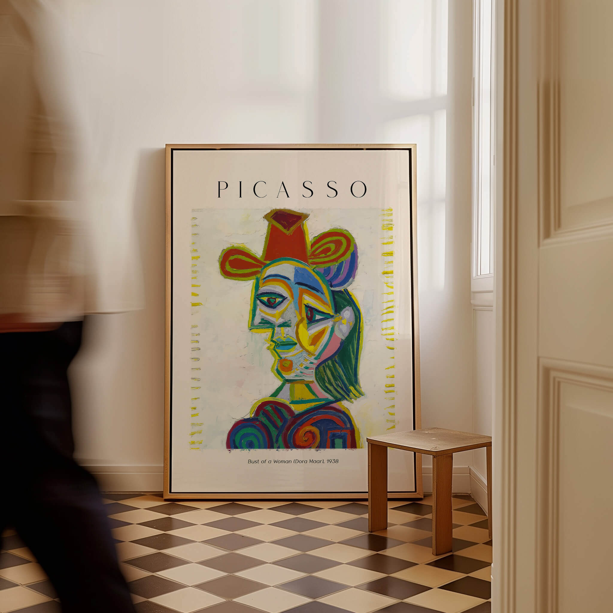 PICASSO 陶製人物画 フレーム付き Dora Maar Bust Picasso Art Print - Colorful Cubist Poster – This