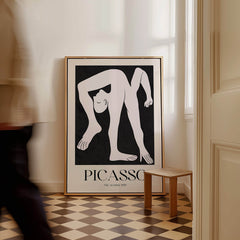Picasso The Acrobat 1930 Black White Figure Poster Minimalist Art Print Wall Decor displayed in a stylish interior.