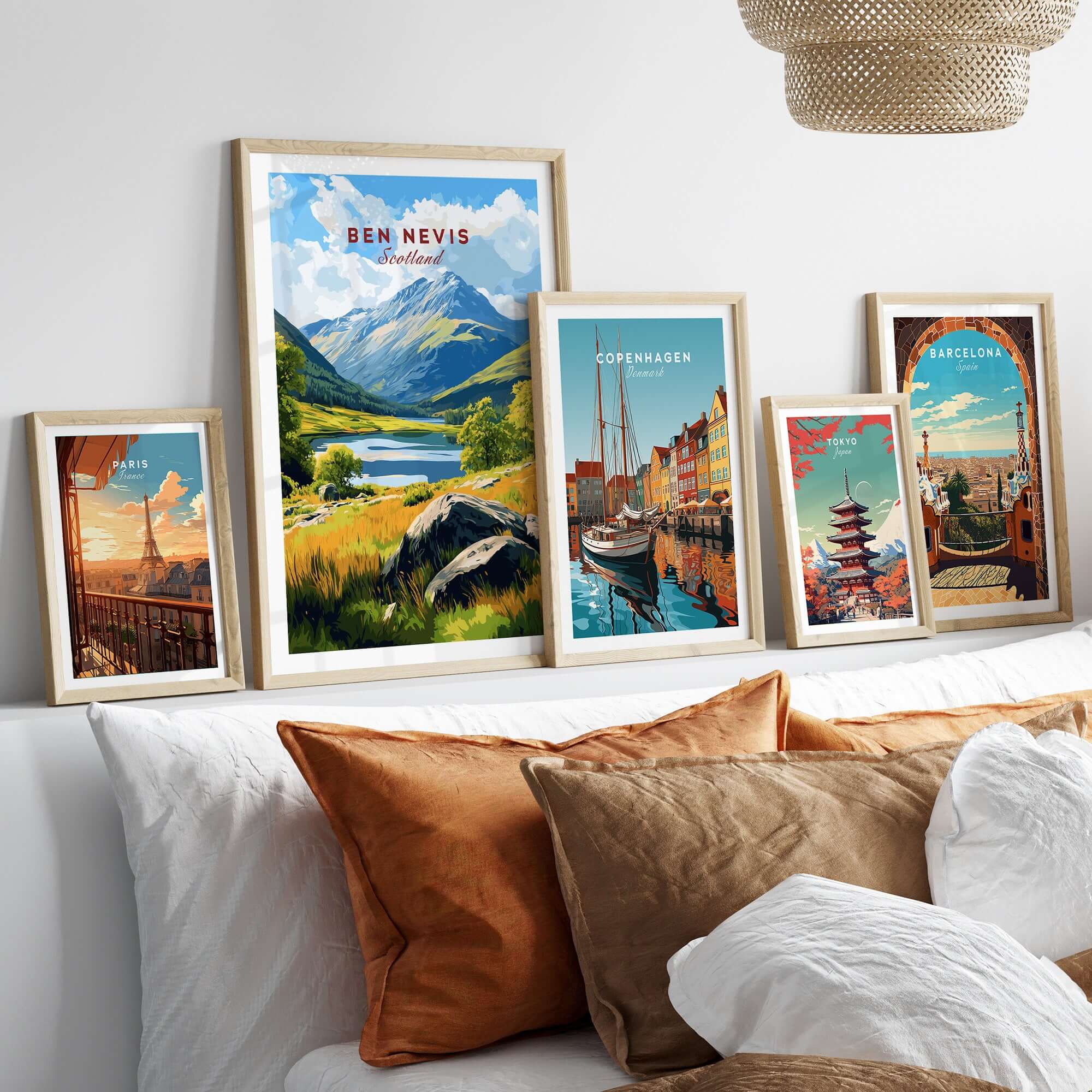 Ben Nevis Scotland Mountain Lake Landscape Print - Scottish Highlands Wall Art displayed in a stylish home setting.