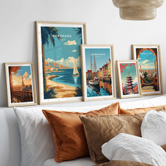 Hurghada Egypt Red Sea Beach Print - Tropical Resort Wall Art displayed with other travel-themed posters.
