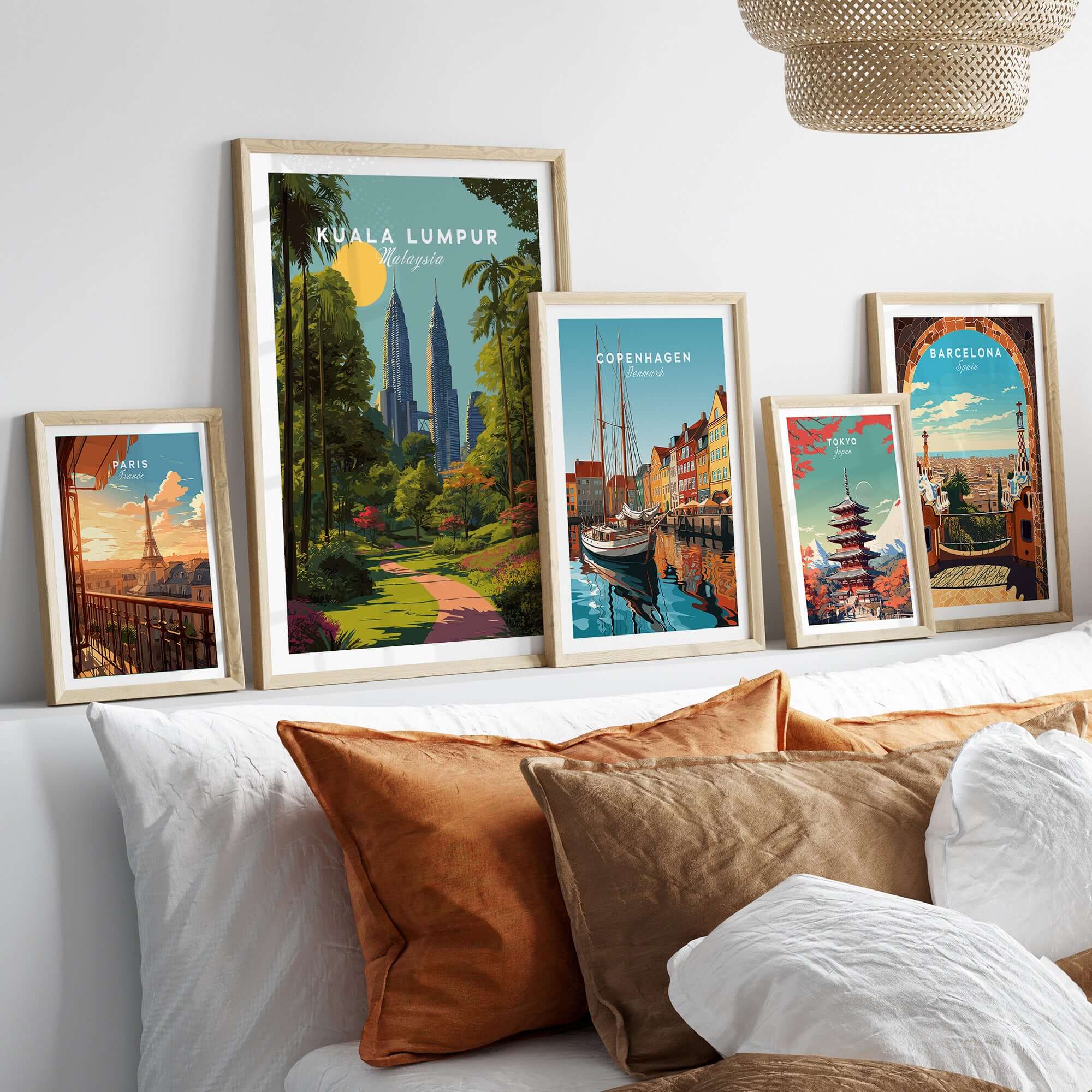 Kuala Lumpur Malaysia Poster Petronas Towers Park Path - Modern City Wall Art displayed elegantly.