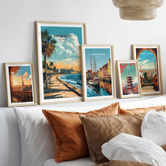 Larnaca Print Cyprus Beachfront Promenade - Mediterranean Coastal Wall Art displayed in a stylish home setting.