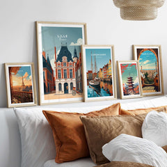 Lille France Print - Historic City Architecture Wall Art showcased in framed prints on a stylish living room wall.