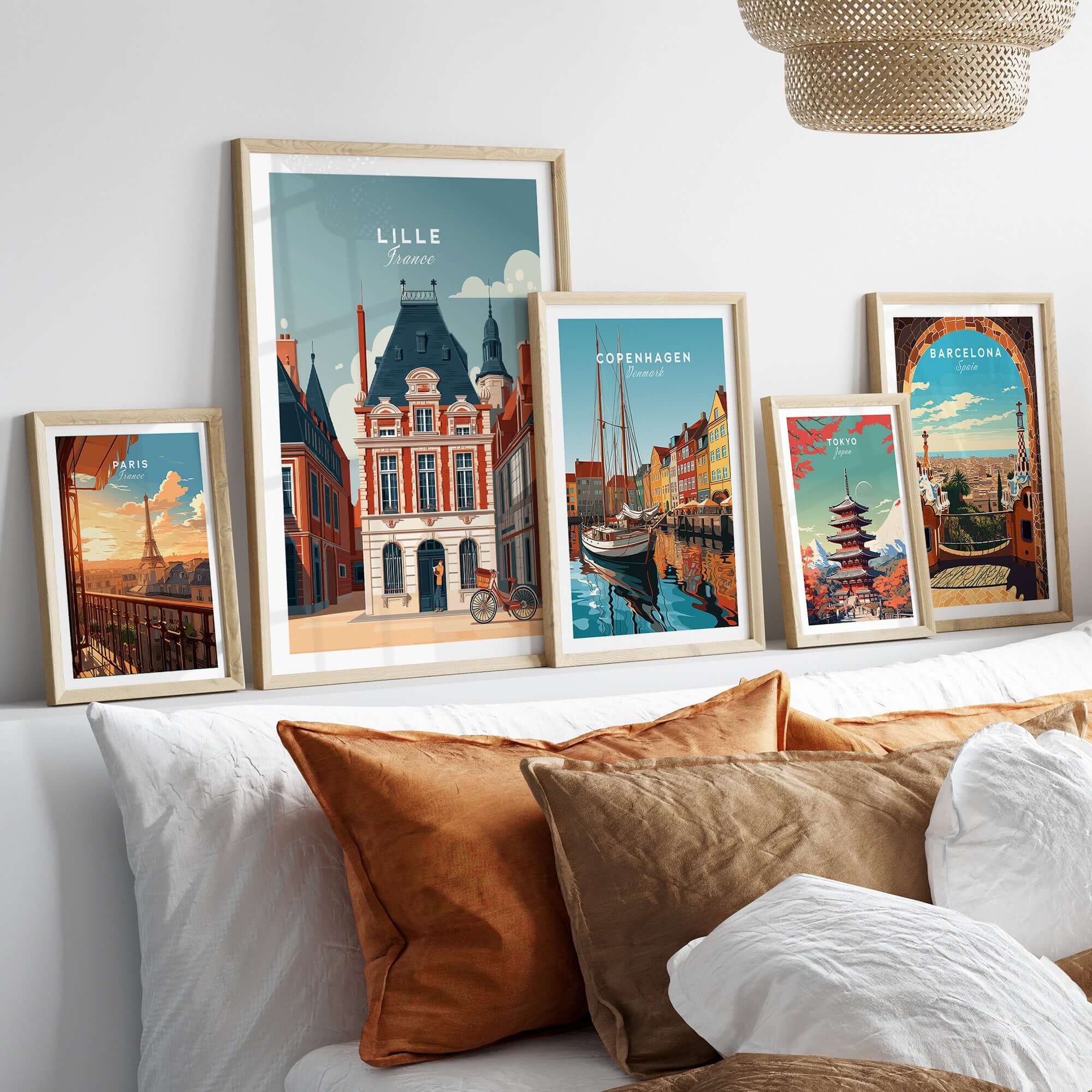 Lille France Print - Historic City Architecture Wall Art showcased in framed prints on a stylish living room wall.