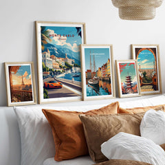 Monte Carlo Print Monaco - Riviera Travel Poster showcased in a stylish wall gallery with other travel art.