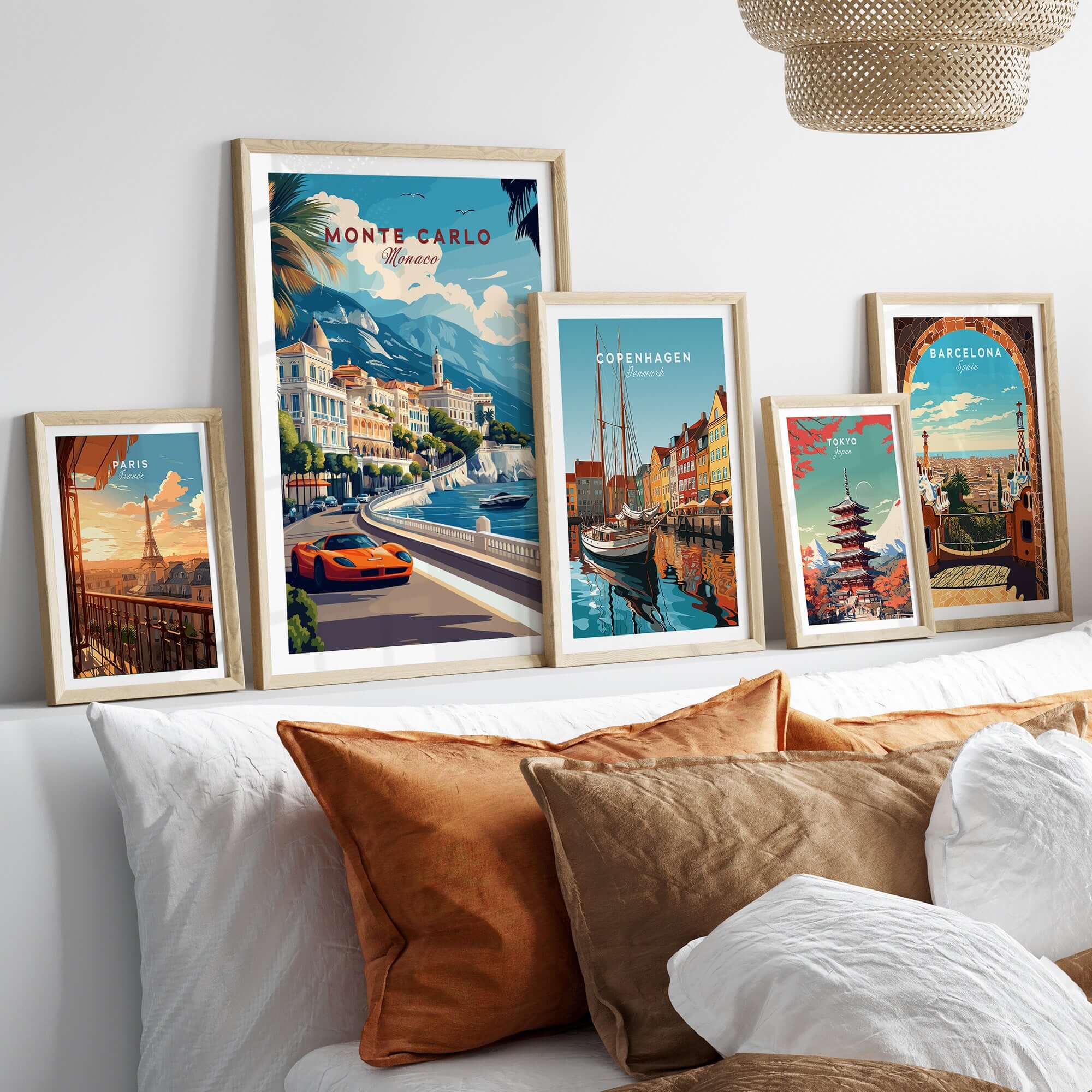 Monte Carlo Print Monaco - Riviera Travel Poster showcased in a stylish wall gallery with other travel art.