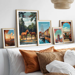 New Forest Print National Park artwork featuring majestic horses and scenic landscapes in stylish frames.