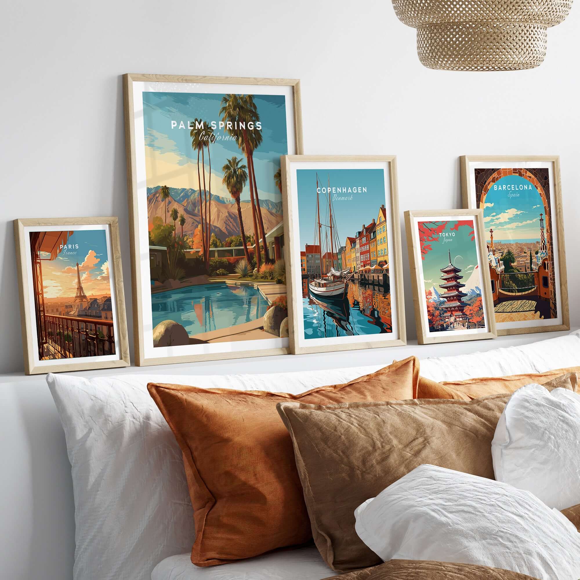 Palm Springs California Mid-Century Modern Home Poster - Desert City Wall Art displayed in stylish frames