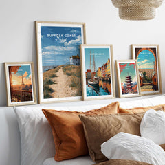 Suffolk Coast England Beach House Seaside Print - Coastal Pathway Wall Art displayed among other travel prints.