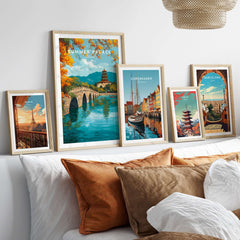 Summer Palace China Seventeen-Arch Bridge Print - Beijing Historic Bridge Art displayed in a stylish home decor setting.