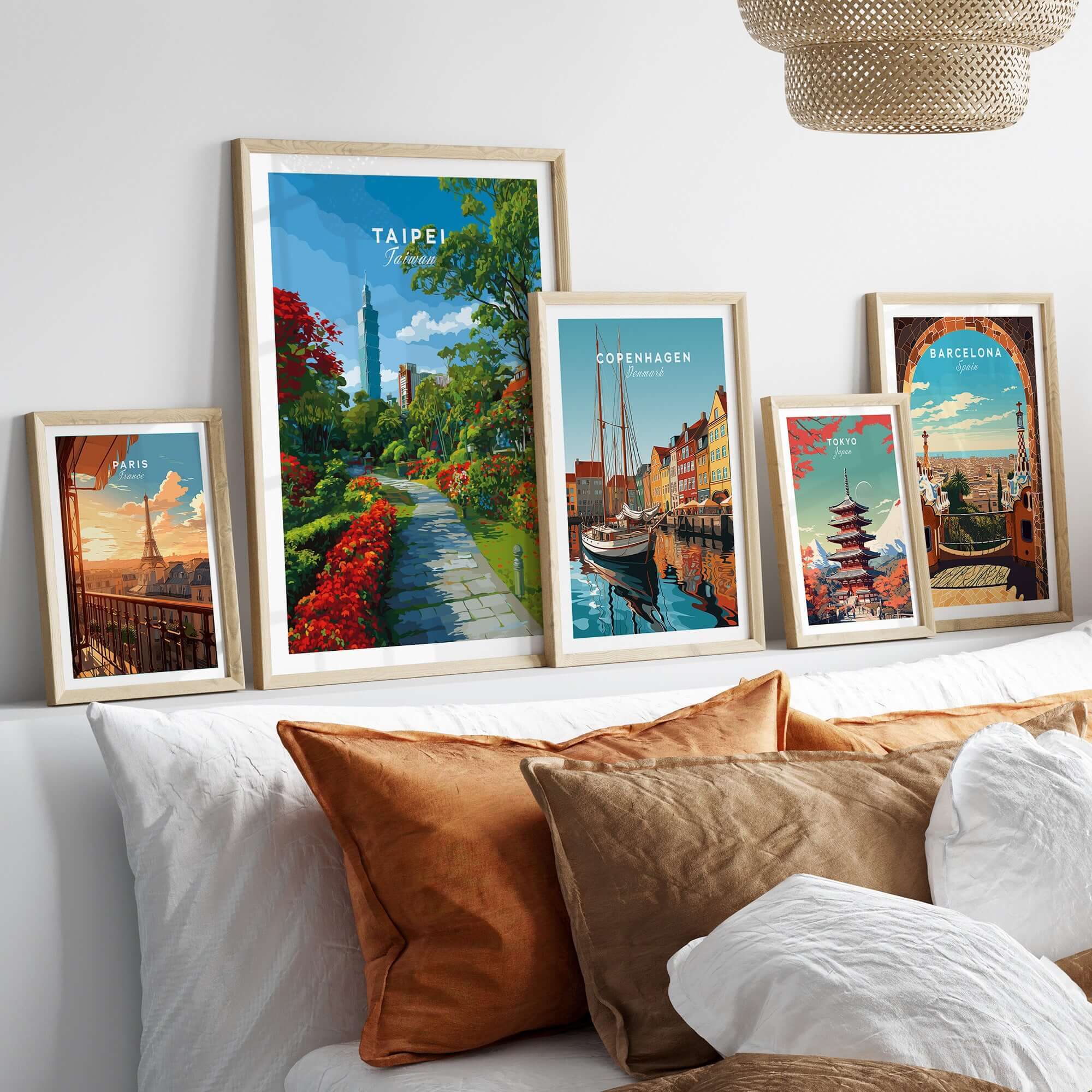Taipei Poster Taiwan - Botanical Garden Pathway Print - City Park Wall Art displayed in a stylish interior setting.