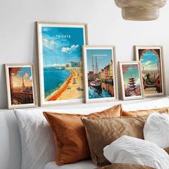 Trieste Italy Print - Adriatic Coast Wall Art displayed among coastal and city prints.