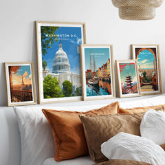 Washington D.C. US Capitol Building Print - American Landmark Wall Art displayed in stylish frames.