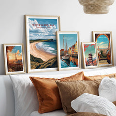 Whitesands Bay Pembrokeshire Sandy Bay Seaside Print - Welsh Coastal Wall Art displayed in a stylish home interior.
