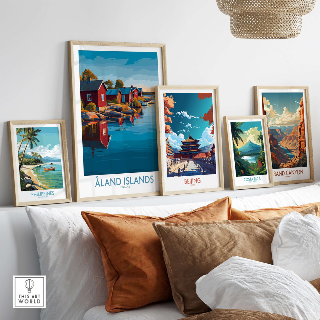 Åland Islands Art Print | Finland Archipelago Wall Decor Poster displayed among other travel art prints.