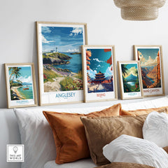 Anglesey Wales Seaside Blossom Print - Welsh Nature Travel Decor showcased in a stylish home gallery wall arrangement.