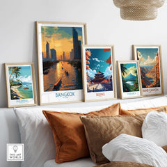 Bangkok Thailand Urban Waterfront Wall Art - Bangkok Cityscape Decor displayed among other travel posters.