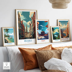 Brussels Belgium Gothic Architecture Print - Belgium Travel Poster displayed among other travel posters.