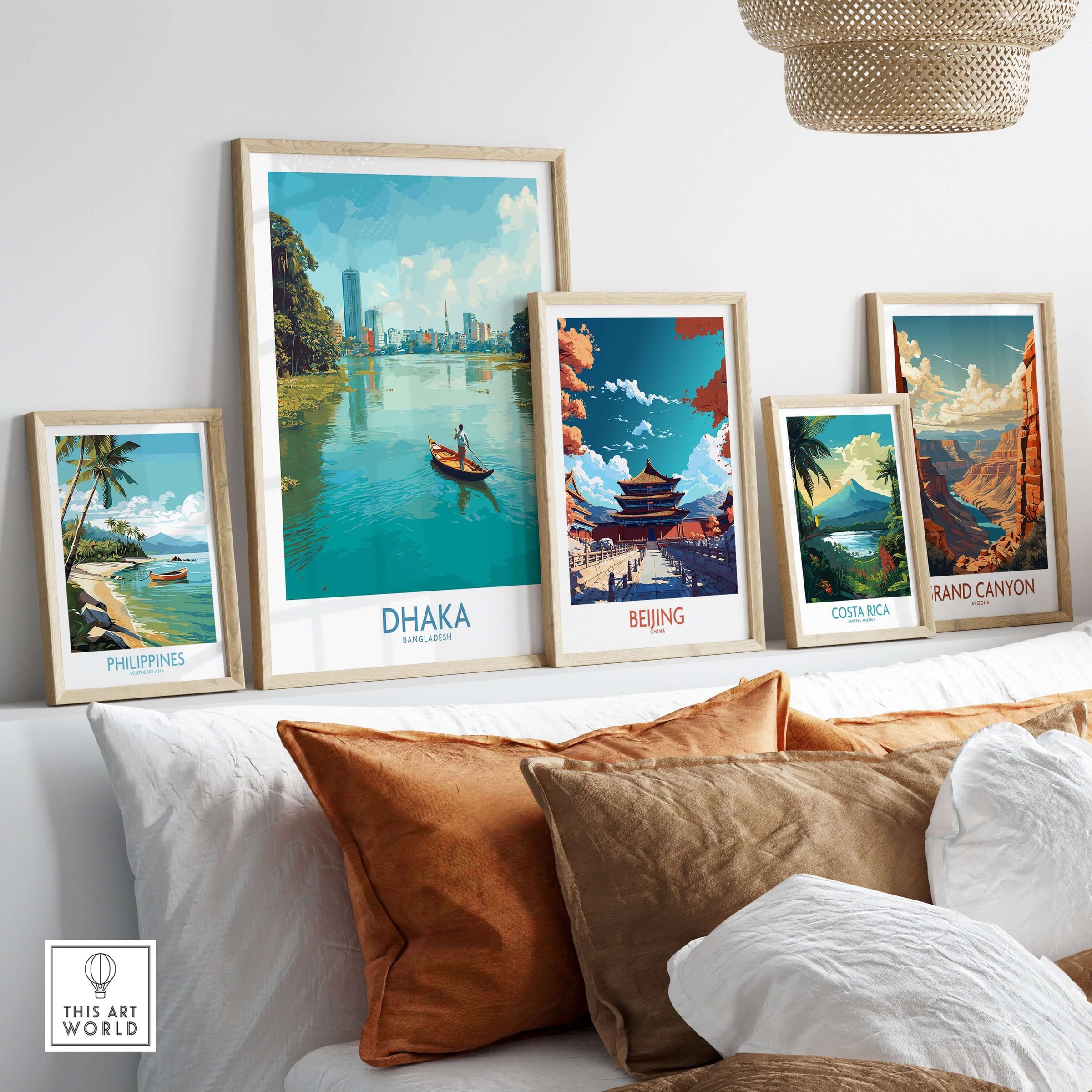Dhaka Print Bangladesh Buriganga River Poster - Bangladeshi Cityscape Decor displayed among framed art prints.