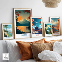 Hakone Japan Wall Art Lake Ashi Print - Japanese Spiritual Poster showcased in a gallery wall arrangement.