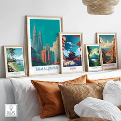 Kuala Lumpur Malaysia Urban Cityscape Poster - Malaysian Capital Art Print displayed among other travel art prints.