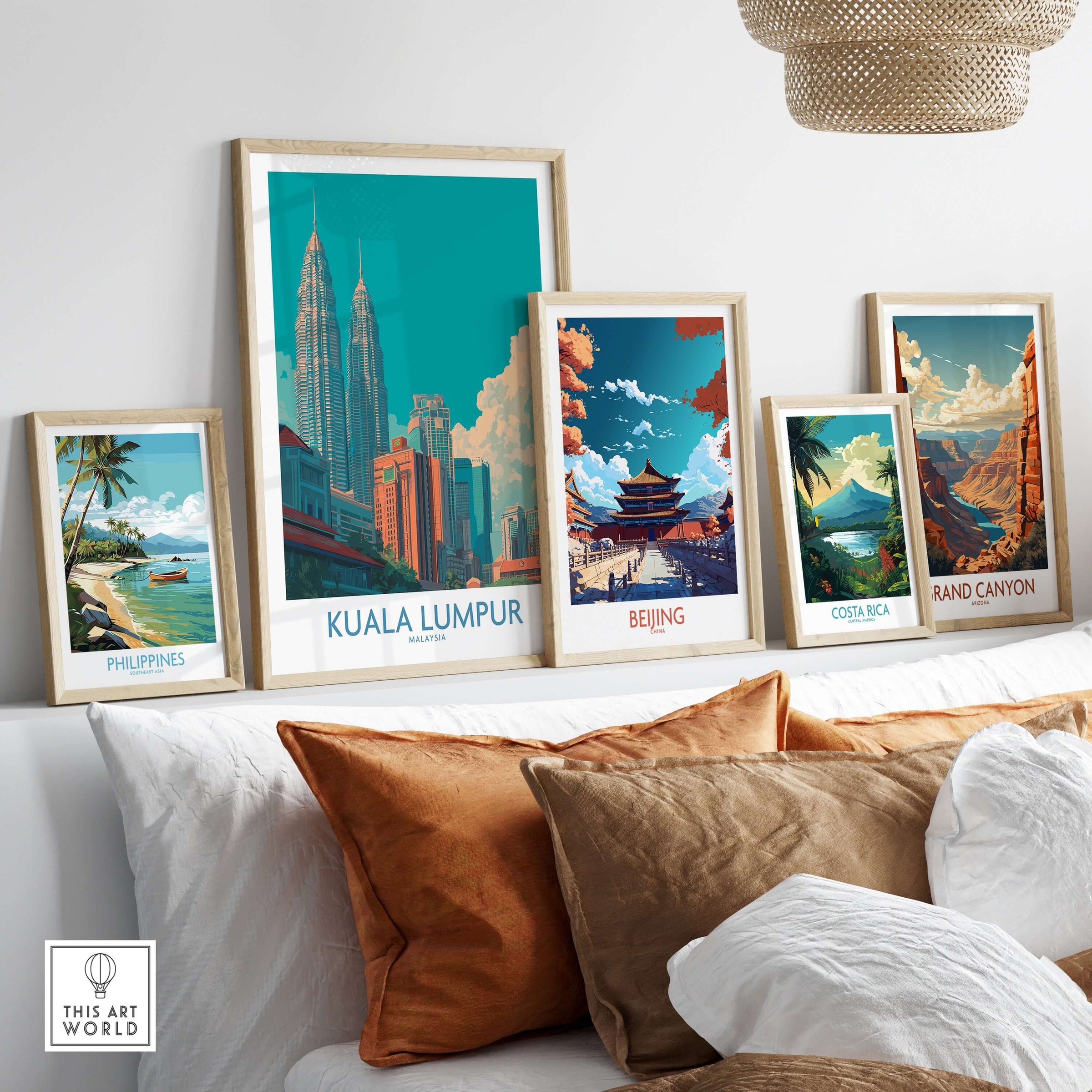 Kuala Lumpur Malaysia Urban Cityscape Poster - Malaysian Capital Art Print displayed among other travel art prints.